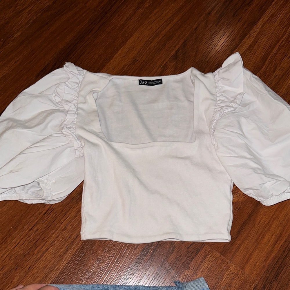Zara white Puff Sleeve Blouse